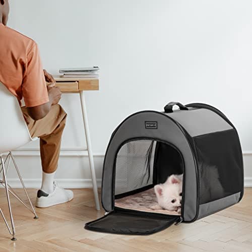 PETSFIT Soft Dog Crate, Travel Bag Carrier- 19 Inch Lightweight, Thick Cushion, Roomy, Easy to Set Up, Portable Pop Up Dog Carrier, Sturdy Portable Cat Kennel Grey — view 6