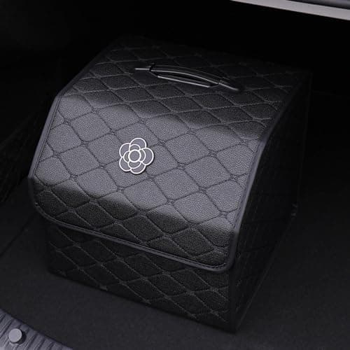 Jenngaoo Car Trunk Storage Organizer, High Capacity PU Leather Storage Box with Lid, Multipurpose Portable Car Organizer for Vehicle Accessories Trunk Storage and Travel Essentials (Black ‑ Large) — view 2