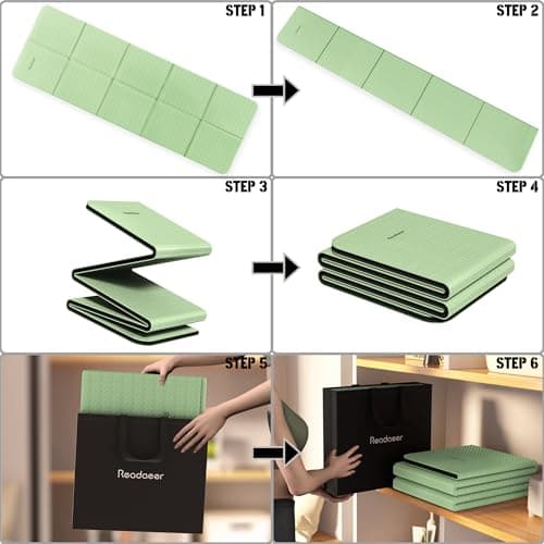 Foldable Yoga Mat for Travel, Non-Slip Exercise Pilates Fitness Mat, Green — view 5