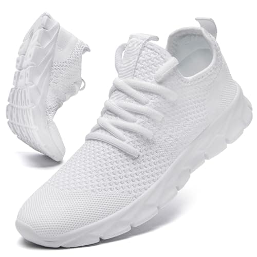 ZGPWZWL Traniers for Womens Lightweight Running Shoes Comfortable Laides Walking Fitness Workout Sneakers White Womens Size UK 6
