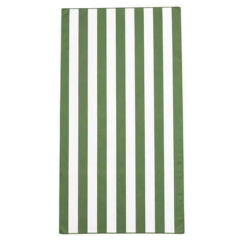 Olivia Rocco Beach Towels Extra Large Super Soft Quick Dry Sand Resistant Travel Pool Towel Lightweight Summer Holiday, Stripe Sage