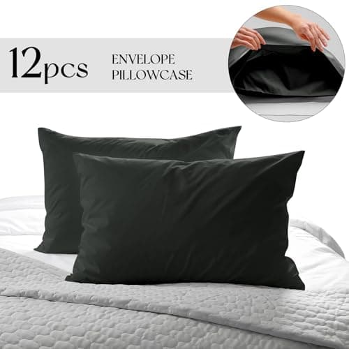 12 Pack Dark Grey Pillow Cases Standard Size Bulk, Soft Microfiber — view 3