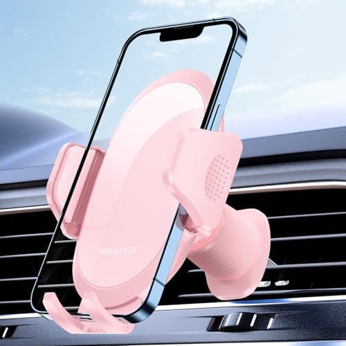 miracase Car Phone Holder, Stable Double Steel-Hook Air Vent Car Phone Mount Cradle 360°Rotation, One Button Release Mobile Phone Holder for iPhone, Galaxy, All 4.0''-7'' Smartphones