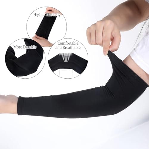 Piriuuo Kids Arm Sleeves Youth Arm Sleeves Breathable Arm Compression Sleeve Outdoor Sport Protection for Volleyball Football Baseball Basketball Boys Girls, 2 Pairs, Black White — view 3