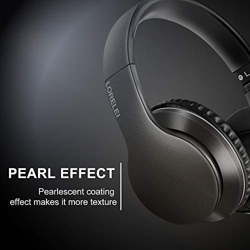 LORELEI X6 Over-Ear Headphones with Microphone, Lightweight Foldable and Portable Stereo Bass Headphones with 1.45 m Tangle-Free, Wired Headphones for Smartphone Tablet MP3/4 (Space Black) — view 2