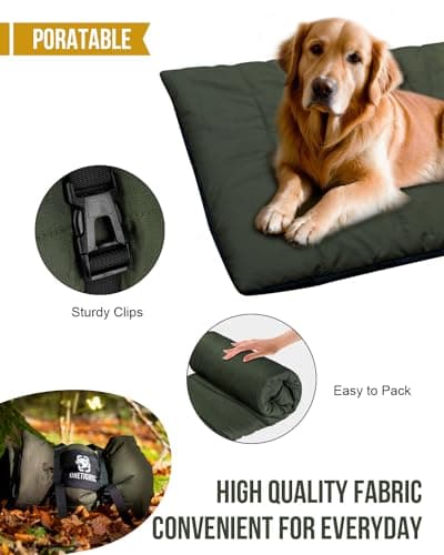 OneTigris Dog Bed Travel 43 * 27.5 Inch, Portable Dog Bed Camping for Washable Durable Oxford Portable Sleeping Mats for Car Crate Sofa also For Indoor Outdoor Camping Travel Green (M) — view 2