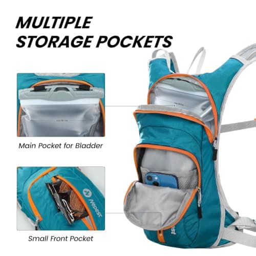 Nepest Hydration Pack Backpack with 2L Water Bladder Water Backpack, Teal — view 3