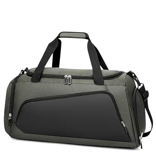 ABOHU Waterproof Gym Duffle Bag with Shoulder Strap and Shoe Compartment, Large Travel Duffle Bags Weekend Overnight Bag for Women Man, Durable Sports Holdall Bags for Sports and Travel - Grey, 40L