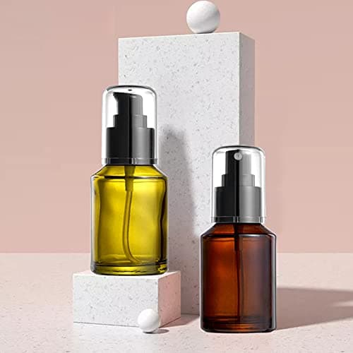 L-Lei 2PCS 60ml/2oz Glass Foundation Bottle & Spray Bottle,Refillable Travel Containe for Cosmetic Perfume Skincare Makeup Lotion, Green,brown — view 6