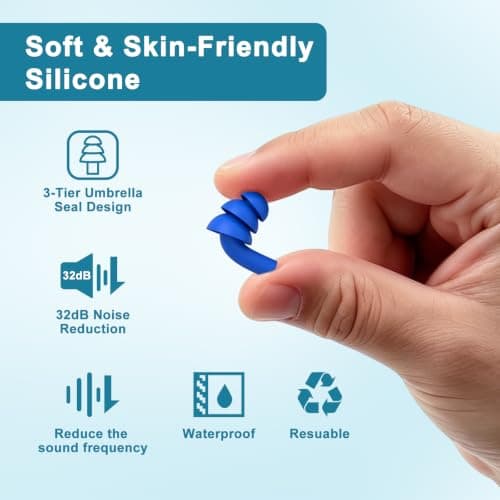 5 Pairs Earplugs for Sleeping Noise Cancelling, Reusable Ear Plugs– Super Soft, Silicone Ear Plug, for Sleeping, Swimming, Snoring, Concerts, Work, Noisy Places Multi-Colour — view 3
