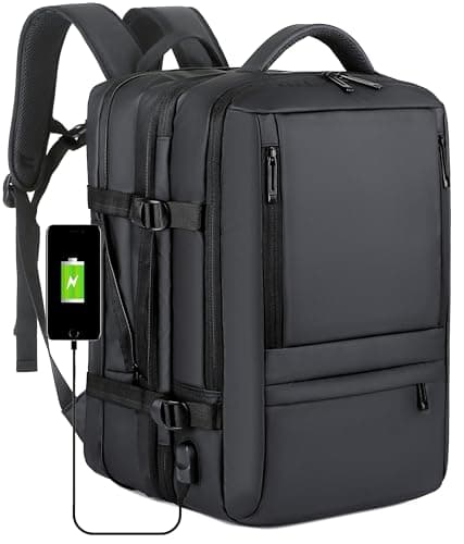ALTOS OFFICE AND HOME. Expandable & Carry on Backpack, Extra Large 45L Airline Approved TSA, Synthetic Leather, Multiple Compartments, For Laptops up to 17", Water and scratch resistant, Comfortable,