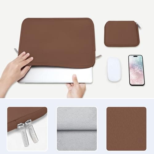 MOSISO 13 inch Laptop Case Neoprene Sleeve with Small Bag,Caramel Brown — view 4