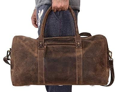 KomalC Genuine Leather Duffel | Travel Overnight Weekend Leather Bag | Sports Gym Duffel for Men by KomalC — view 6