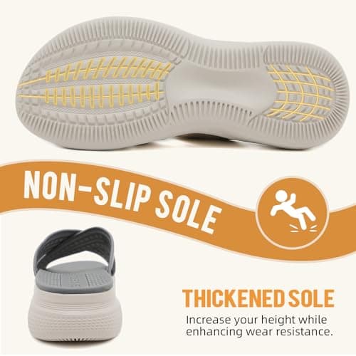 ZDQ Sandals for Women with Arch Support Lightweight Breathable Summer Slides Casual Cushion Walking Sandals for Daily Wear Grey 7.5 — view 6
