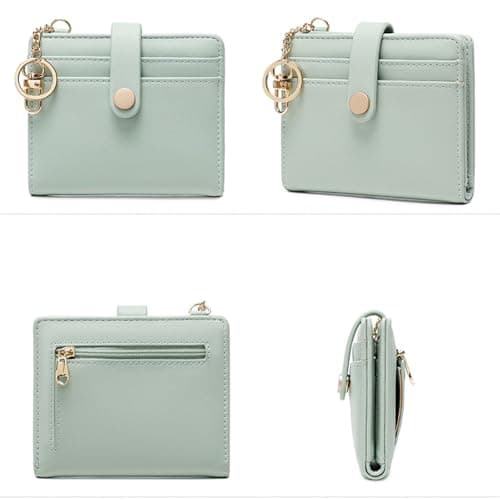 Wallet For Women Slim Bifold Rfid Blocking Credit Card Holder Wallets Zipper Pocket Purse With Id Window (Green One Size) — view 5