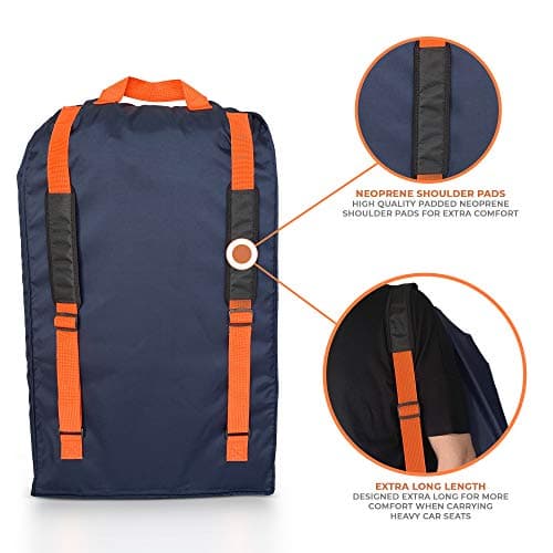 Huckaboo Car Seat Travel Bag - Strong Non Rip Nylon Car Seat Bag For Child Seats, Navy — view 3