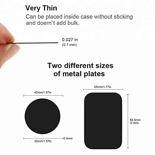 Replacement Metal Plates Set for Magnetic Car Phone Holders, Wall & Air Vent Mounts, Cases, Magnets. Kit of 8 Black Round Iron Discs Without Holes. 3M Adhesive Backing. Matte Steel Sheets 8 Pack — view 2