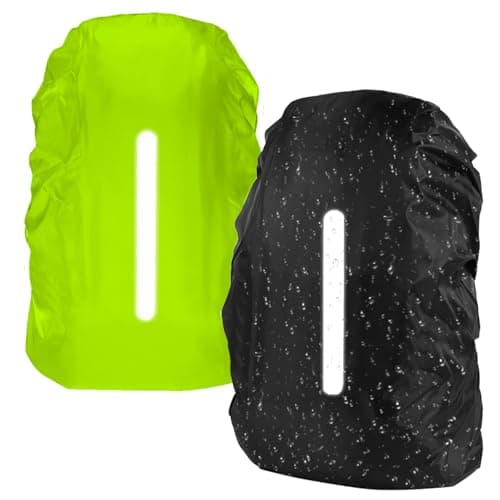 flintronic Waterproof Rain Cover for Backpack, 2 Pack Reflective Rucksack Cover, Backpack Waterproof Cover, Anti-dust, Foldablefor Hiking Camping Traveling Cycling, S