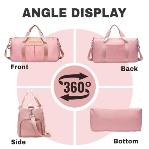 Personalized Duffel Bag with Embroidered Name, Custom Travel Gym Bag with Shoe Compartment & Wet Dry Pocket, Large Overnight Weekend Bag for Women Men — view 3