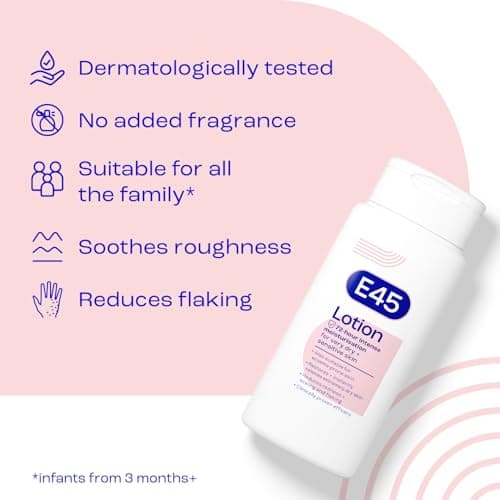 E45 Moisturising Lotion 200 ml, Daily Body Moisturiser for Dry & Sensitive Skin, Long-Lasting Hydration to Soothe, Protect & Restore Softness — view 5