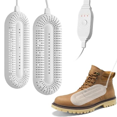 Electric Shoe Dryer, Boot Warmer, Portable Footwear Dryer Machine, 4/8/12 Timer, For Shoes, Ski Boots, Gloves, Socks, Ideal for Winter, Rainy Days, Travel, UK Plug