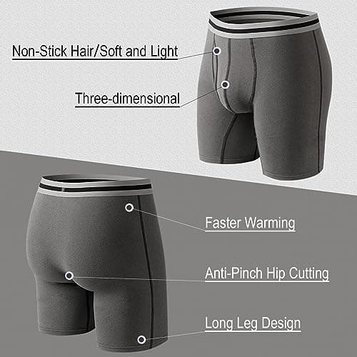 Nuofengkudu Mens Thermal Boxer Briefs Long Leg Y Fronts Open Fly Pouch Soft Warm Underwear Bulge Support Stretch Waistband Winter Male Underpants Casual Sleep A 4 Pack Black XL — view 3