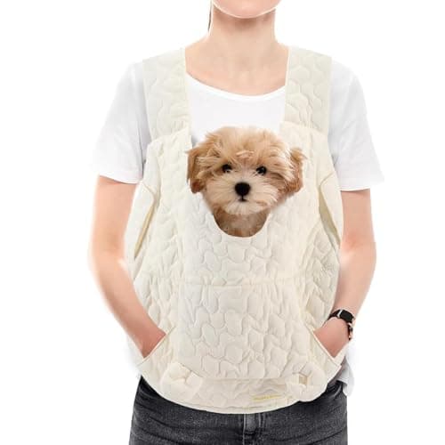 TWOOKTY Pet Carrier Backpack, Adjustable Pet Front Cat Dog Carrier Backpack Travel Bag for Traveling Hiking Camping for Small Medium Dogs Cats Puppies Up to 13lbs Beige