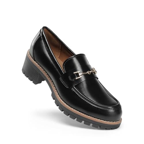 DREAM PAIRS Women's Chunky Loafers Dressy Shoes,Black-Pu,7 — view 5