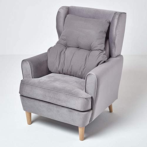 HOMESCAPES Charcoal Grey Back Support Cushion Thick Lumbar Cushion for Armchair, Desk Chair or Sofa Soft 100% Cotton Orthopaedic Posture Cushion, 15cm Deep — view 2