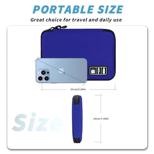 Miavers electronic organizer, electronic accessory pack, travel cable organizer, suitable for iPad Mini, hard drive, cable, charger (Navy Blue, Single Layer- Medium) — view 3