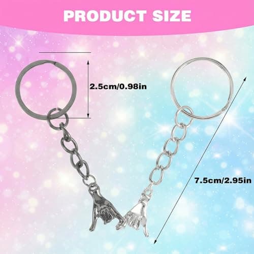 2Pcs Matching Couple Keyring for Boyfriend Girlfriend His Hers Wedding Best Friend Bestfriend Birthday Gift Pinky Promise Graduation Romantic I Love You Gift for Her Him Long Distance Relationship — view 4