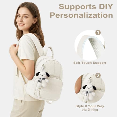 AOOSA Backpacks for Women, Lightweight Small Backpack, White — view 6