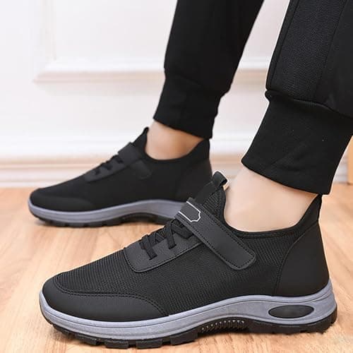 Sneake Men's Orthopaedic Trainers with Lacing Sports Shoes Mesh, black, 9.5 — view 2