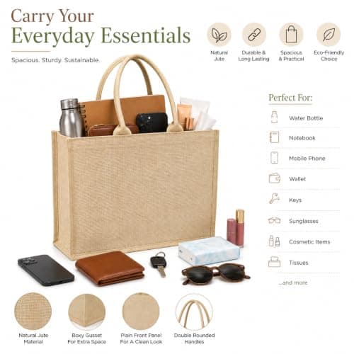 Rainbow Group 3 Pack Large Jute Burlap Tote Bag — view 5