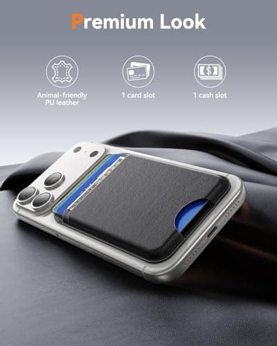 Fanseesy for MagSafe Wallet, 5 Card Holder, Slim Leather Magnetic Wallet for iPhone 17/16/15/14/13/12 Pro Max Plus Air Series, 1 Card Slots & 1 Cash Slot,Black — view 5