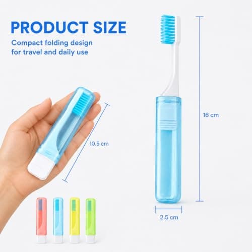4-Piece Travel Toothbrush Set, Portable Folding Toothbrush, Lightweight Soft Tooth Brush for Adults & Children, Camping, Office, School — view 3