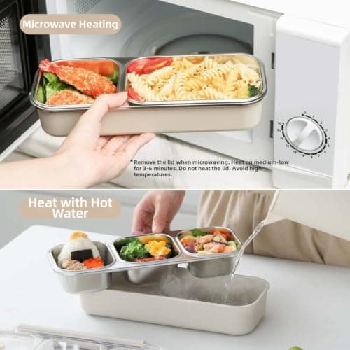Tidgel Leakproof Lunch Bag Insert Stainless Steel Snack Pot 2 Dividers Food Storage Container for Office School Picnic for Road Trip 27x11.5x6cm — view 5