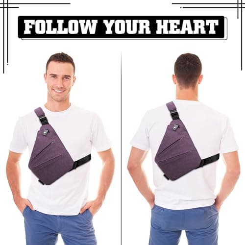 GDOKKNY Anti Theft Crossbody Bag for Women Personal Flex Travel Bag Anti-Theft Cross Body Bag Sling Chest Bag for Men （Purple） — view 6