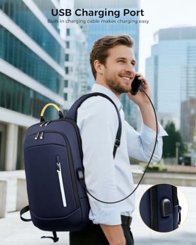 Lekespring Laptop Backpack for Men, 17.3 Inch Slim Business Travel Rucksack — view 5