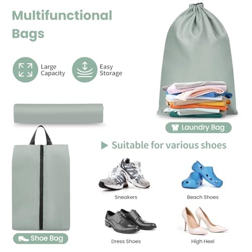 Prezon Packing Cubes for Suitcase 8 Set, Lightweight Luggage Packing Organizers Packing Cubes for Travel Accessories - Green — view 6