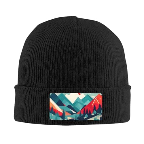RoMuka Travel Mountain Scenery Knitted Woolen Hat - Velvet Patch Winter Warm Hat Suitable for Home Or Outdoor Activities, Travel Mountain Scenery, One size — view 2