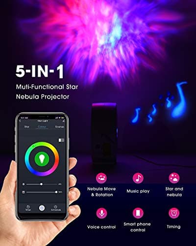 SUPPOU LED WiFi Galaxy Projector, Smart Night Light Kids Adults 3D Star Projector Light with RGB Adjustment/Voice Control/WiFi/Timer Compatible Alexa Google Assistant for Room Decor — view 4