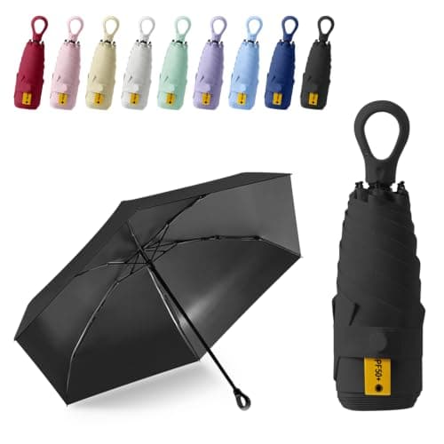 FANSEZQ Sun Umbrella, Mini Travel Umbrella With Case Small Compact Protection Sun Lightweight Tiny Pocket Umbrella