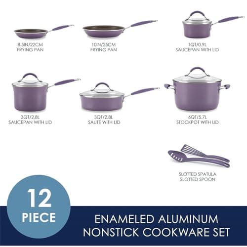 HJZSZX Nonstick Cookware Pots and Pans Set 12 Piece Lavender Purple,Lavender Purple,12 pc — view 2