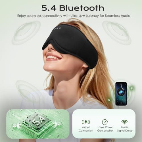 MUSICOZY Sleep Mask Headphones Bluetooth 3D Bamboo Cotton Sleep Headphone — view 5
