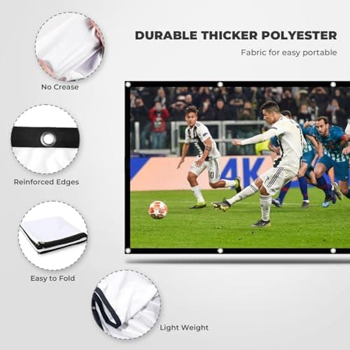 WRSION 100 inch Projector Screen 16:9 HD 4K Wrinkle-Free | Portable Foldable Design for Indoor Home Theater, School Presentations & Office Meetings — view 4