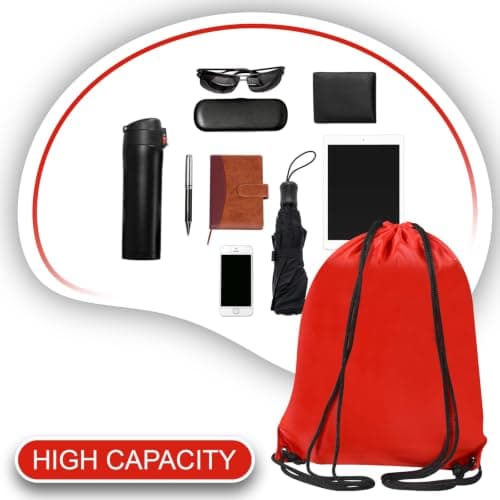 WESTWOOD FOX Drawstring Gym Bag String Bags Gym Sack Backpack PE Bags for Women Men Trainer Swimming Bag Travel Beach School Holidays Suitable for Sports,kids,Boys,Girls (Red) — view 3