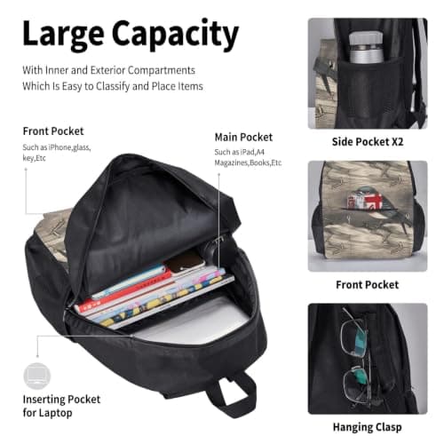 3 in1 Travel Laptop Backpack with Lunch Bag and Pencil Case Casual Daypack — view 5
