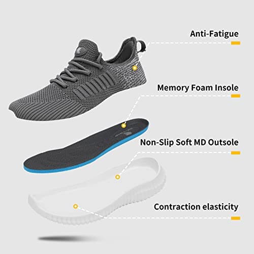 SK·TRIP Women's Walking Shoes Lightweight Breathable Flying Woven Mesh Upper Casual Jogging Shoes Ladies Tennis Shoes Workout Footwear Gym Sneakers for Women, Grey Mixed, 6 UK — view 6