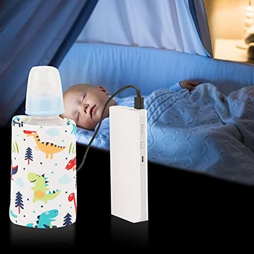 USB Baby Feeding Bottle Warmer, Portable Cartoon Milk Bottle Travel Heater Heating Cover Insulation Thermostat for Home Outdoors Travel(Dinosaur) — view 2